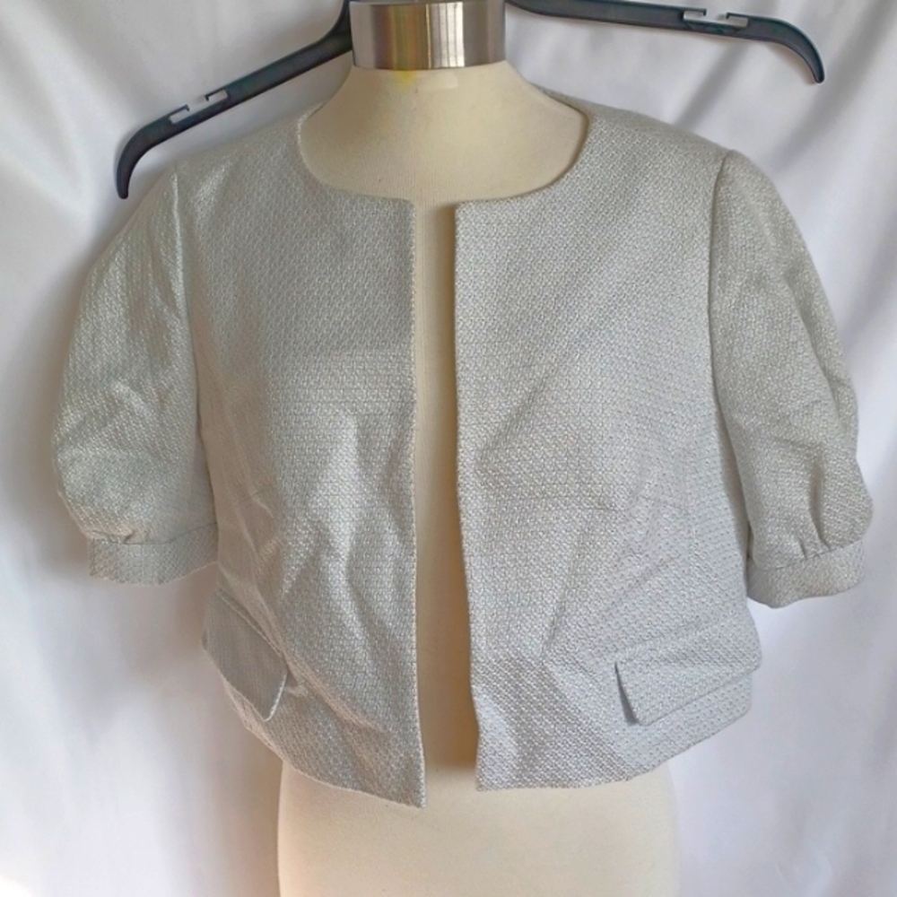 NWT Ann Taylor Loft Cropped Open Blazer Neutral/metallic Size 6, 19" PTP, 16" L